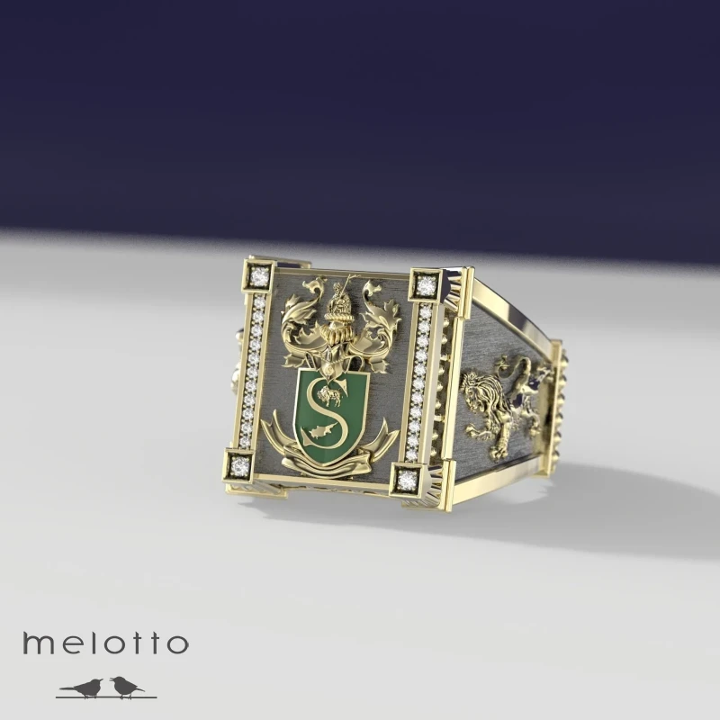 Прямоугольный перстень с фамильным гербом