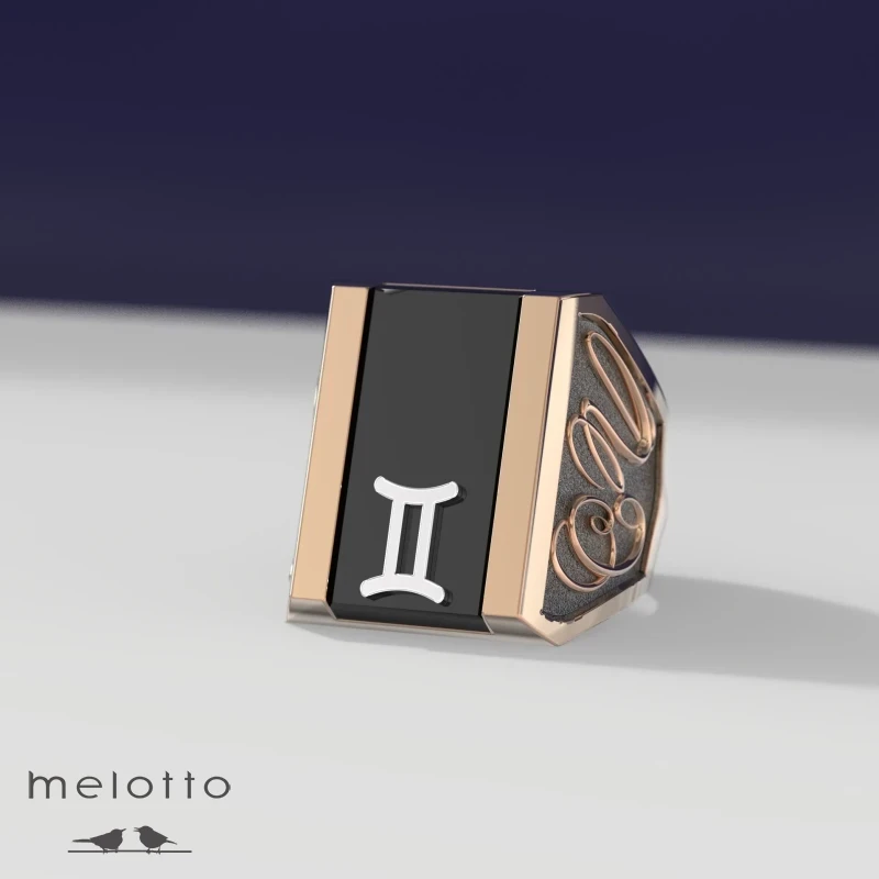 Массивный золотой перстень с ониксом и монограммой