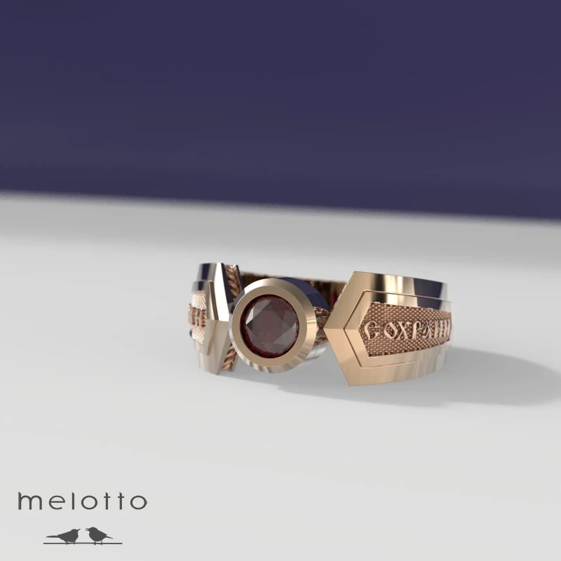 Золотое мужское кольцо с рубином