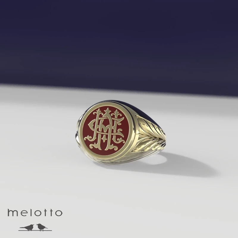 Золотая печатка с монограммой «СНА»