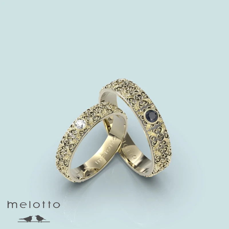 Свадебные обручальные кольца с узором