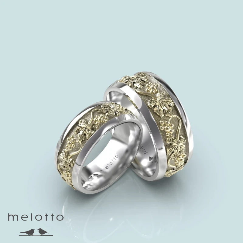 Обручальные кольца с виноградными листьями