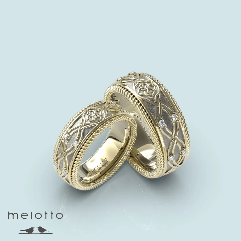 Дизайнерские обручальные кольца с обререгом