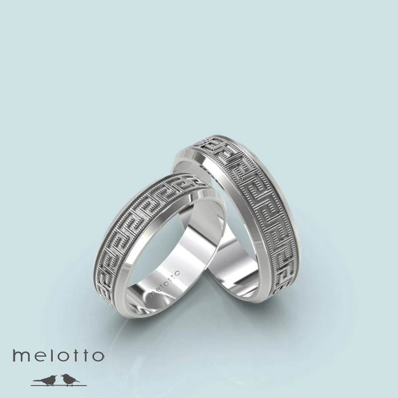 Обручальные кольца с греческим орнаментом Обручальные кольца с греческим орнаментом