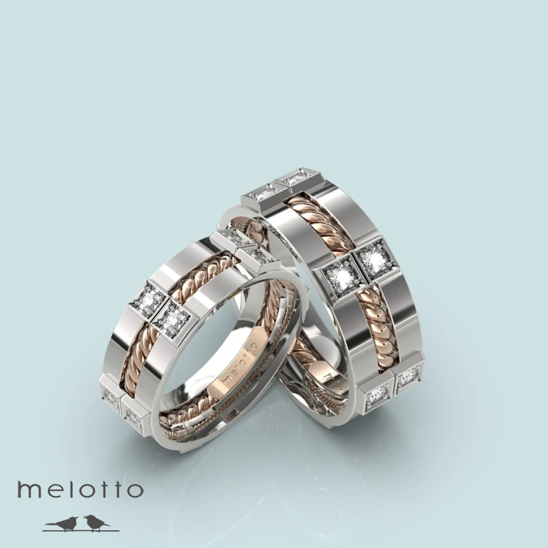 Обручальные кольца с золотой проволокой