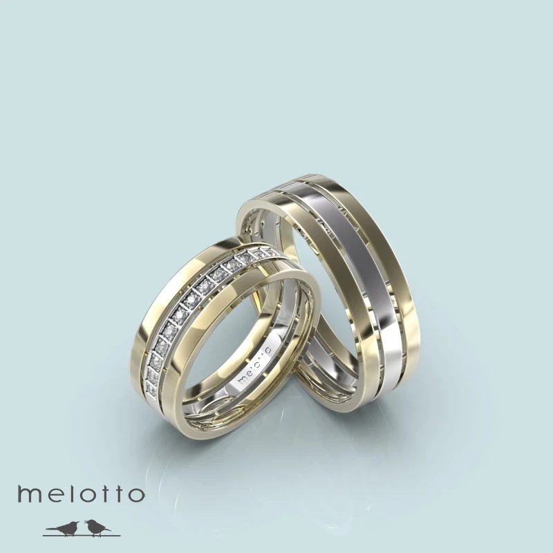 Двухцветные плоские обручальные кольца