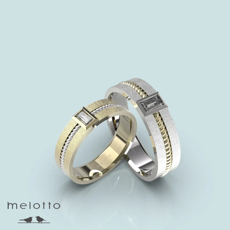 Обручальные кольца с бриллиантами формы Багет