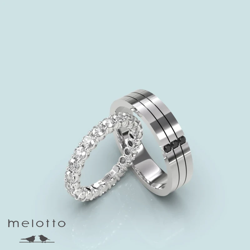 Обручальные кольца с черными и белыми бриллиантами Обручальные кольца с черными и белыми бриллиантами