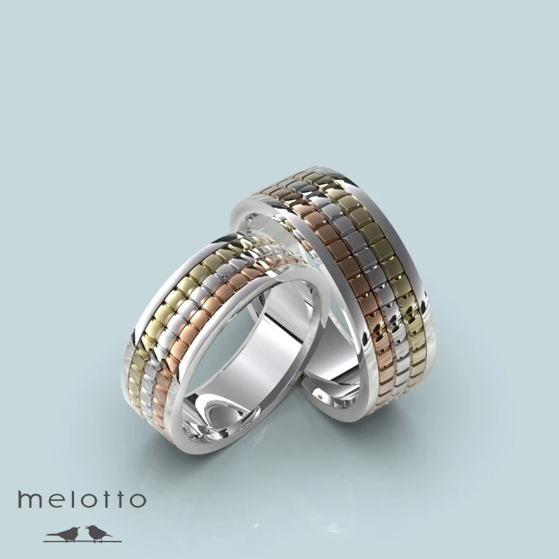 Трехцветные обручальные кольца Трехцветные обручальные кольца