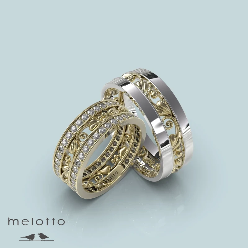 Узорчатые обручальные кольца с бриллиантами Узорчатые обручальные кольца с бриллиантами