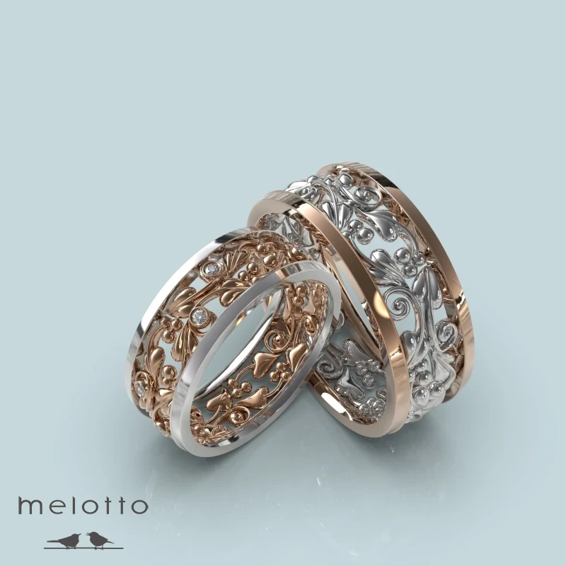 Ажурные обручальные кольца из комбинации двух видов золота Ажурные обручальные кольца из комбинации двух видов золота