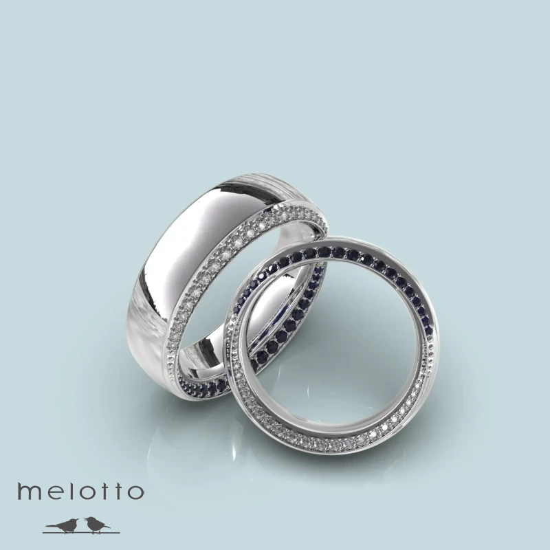 Обручальные кольца с сапфирами и бриллиантами