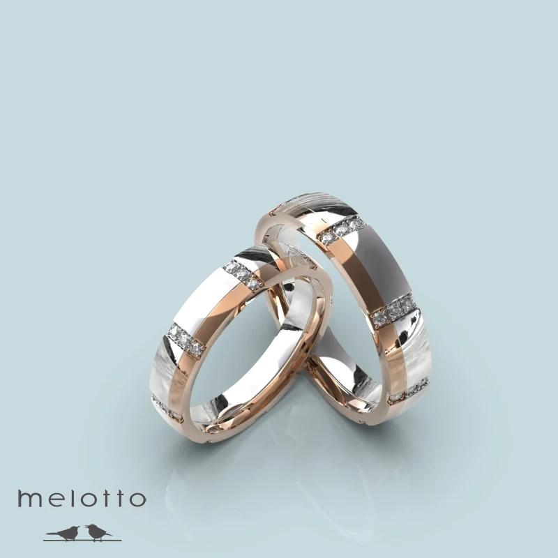 Обручальные кольца из белого и розового золота Обручальные кольца из белого и розового золота