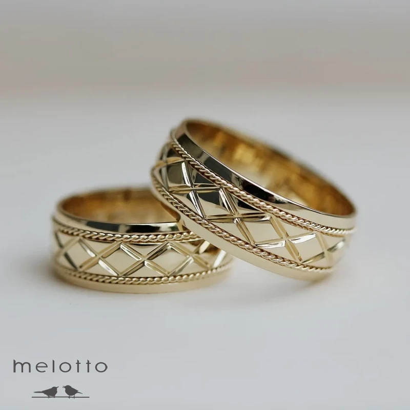 Комбинированные обручальные кольца с проволокой