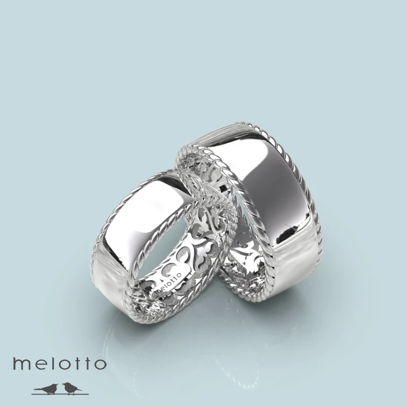 Широкие обручальные кольца с золотой боковой нитью Широкие обручальные кольца с золотой боковой нитью