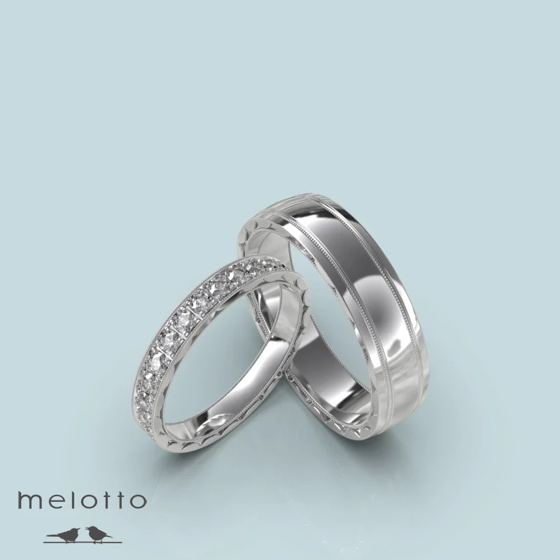 Стильная обручальная пара колец «United body»