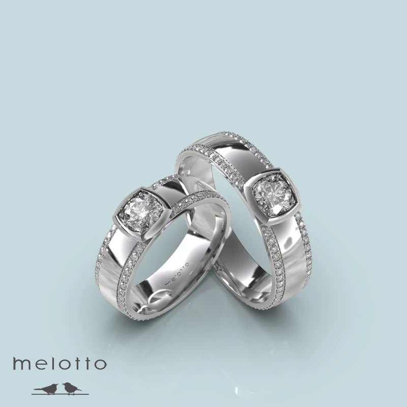 Обручальные кольца Обручальная бриллиантовая пара из белого золота