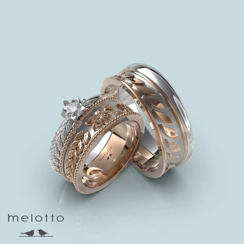 Обручальные кольца «Бриллиантовый цветок»