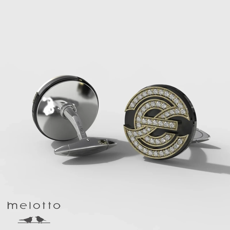 Золотые запонки с бриллиантами и монограммой