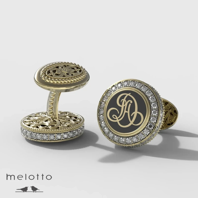 Запонки из желтого золота с бриллиантами