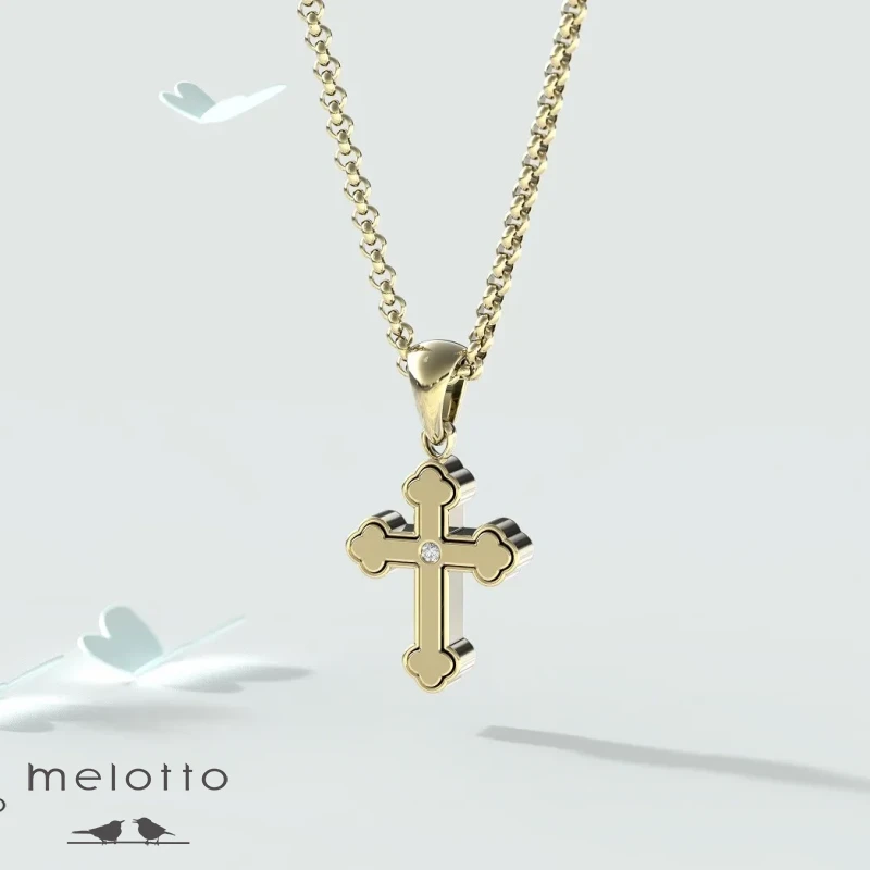 Маленький золотой крест с бриллиантом Маленький золотой крест с бриллиантом