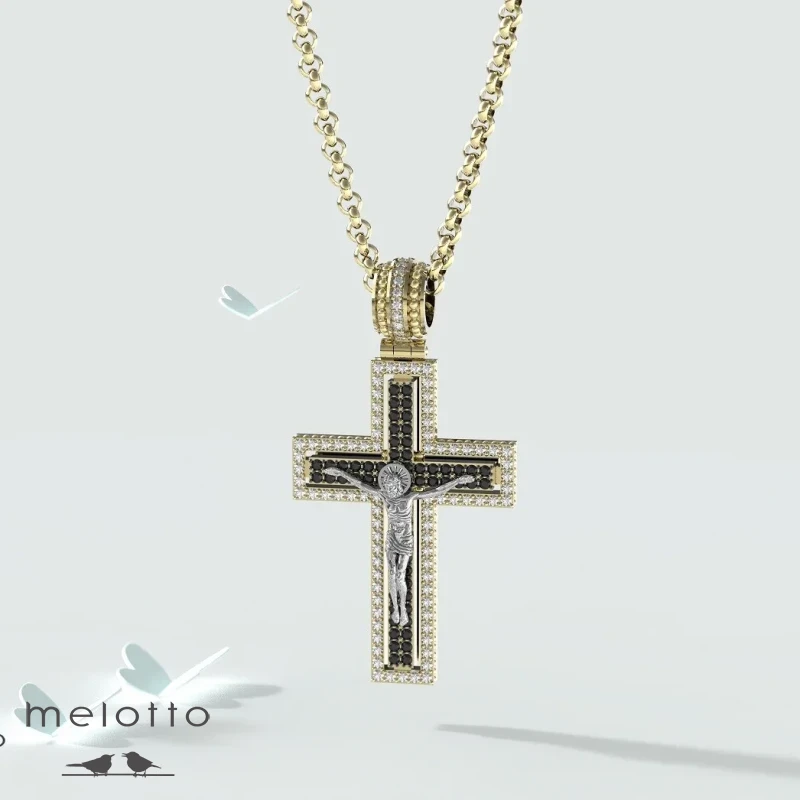 Золотой крест с бриллиантовой россыпью