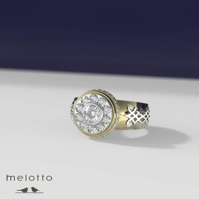 Золотая мужская печатка с бриллиантами