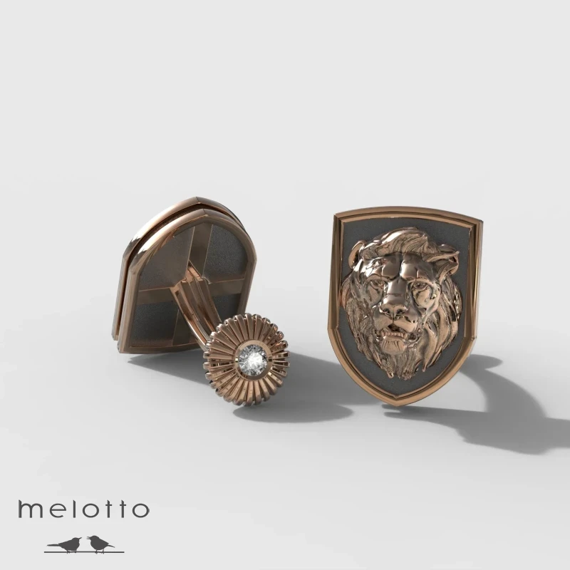 Запонки золотые Лев