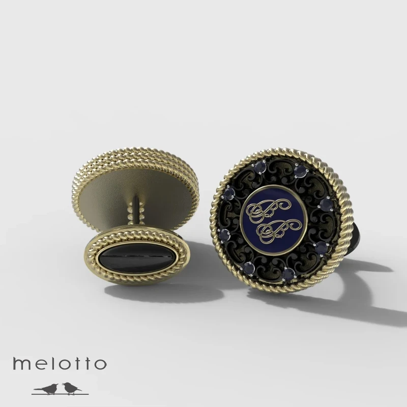 Запонки золотые с инициалами В.В.