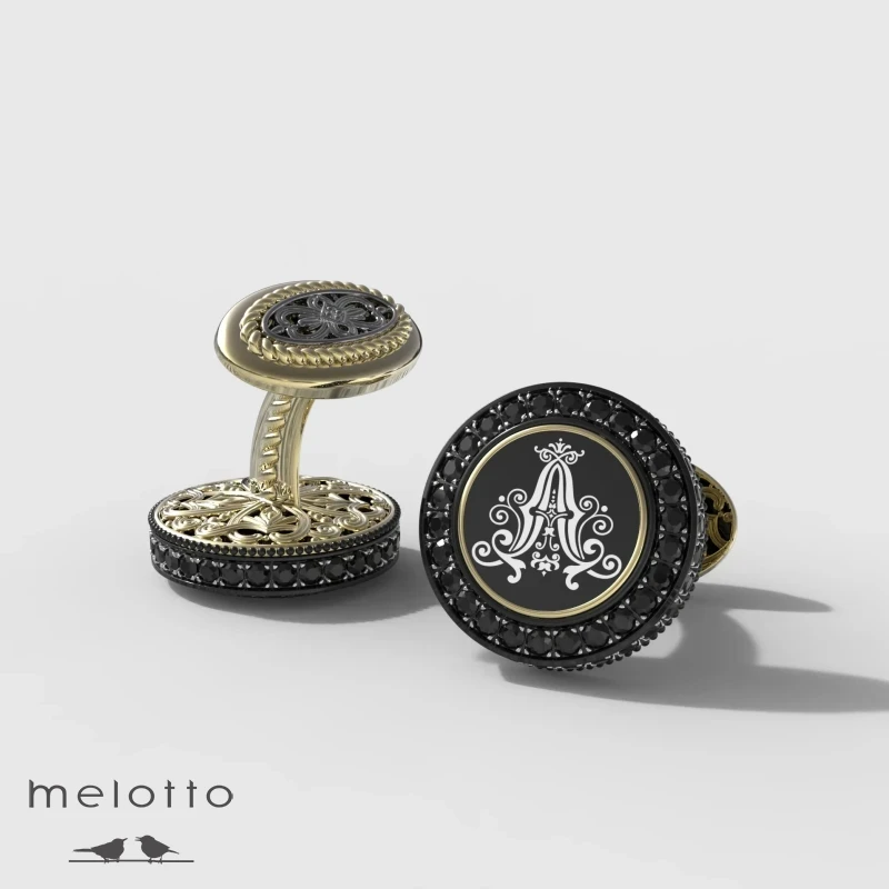 Запонки с черными бриллиантами Запонки с черными бриллиантами