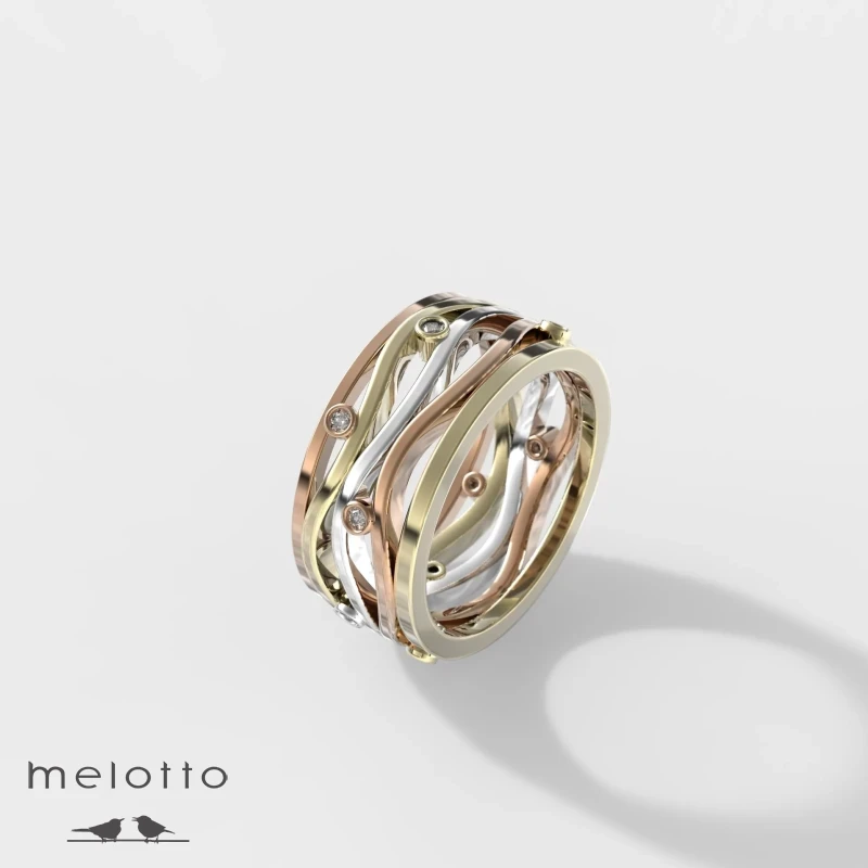 Женское кольцо «Trinity waves»