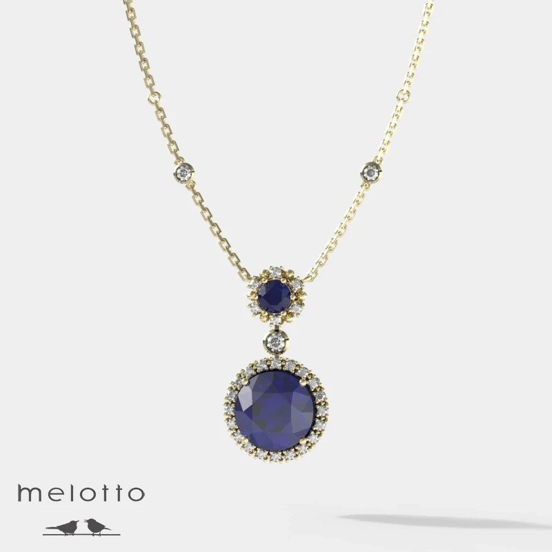 Золотое колье с сапфирами и бриллиантами