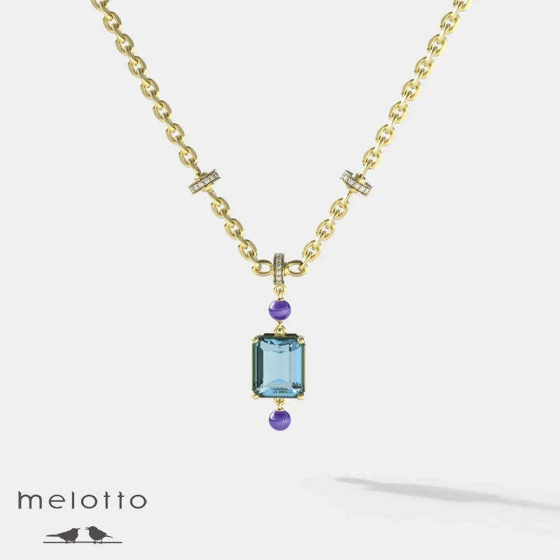 Ожерелье с топазами и аметистами