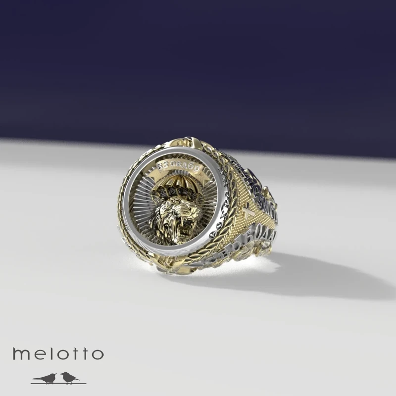 Мужской золотой перстень «ВДВ»