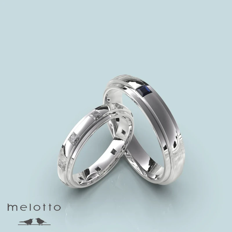 Обручальные кольца с сапфиром и бриллиантом