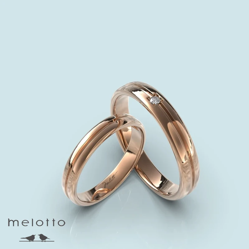 Узкие обручальные кольца с одним камнем