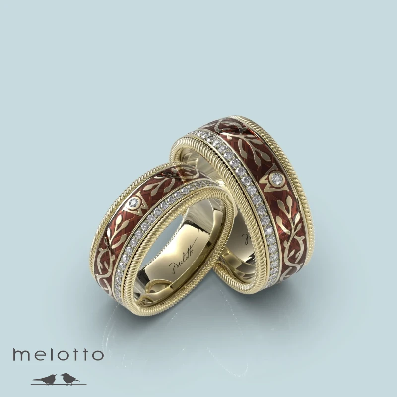 Обручальные кольца с горячей эмалью Обручальные кольца с горячей эмалью