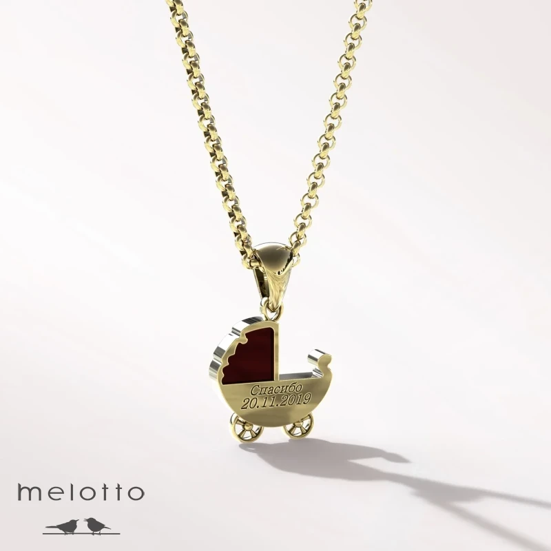 Кулон «Золотая коляска младенца»