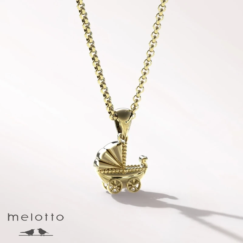 Золотая подвеска «Коляска»