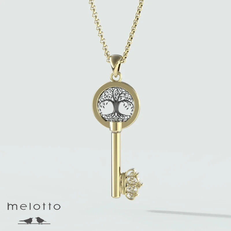 Кулон «Золотой ключик-Дерево жизни»