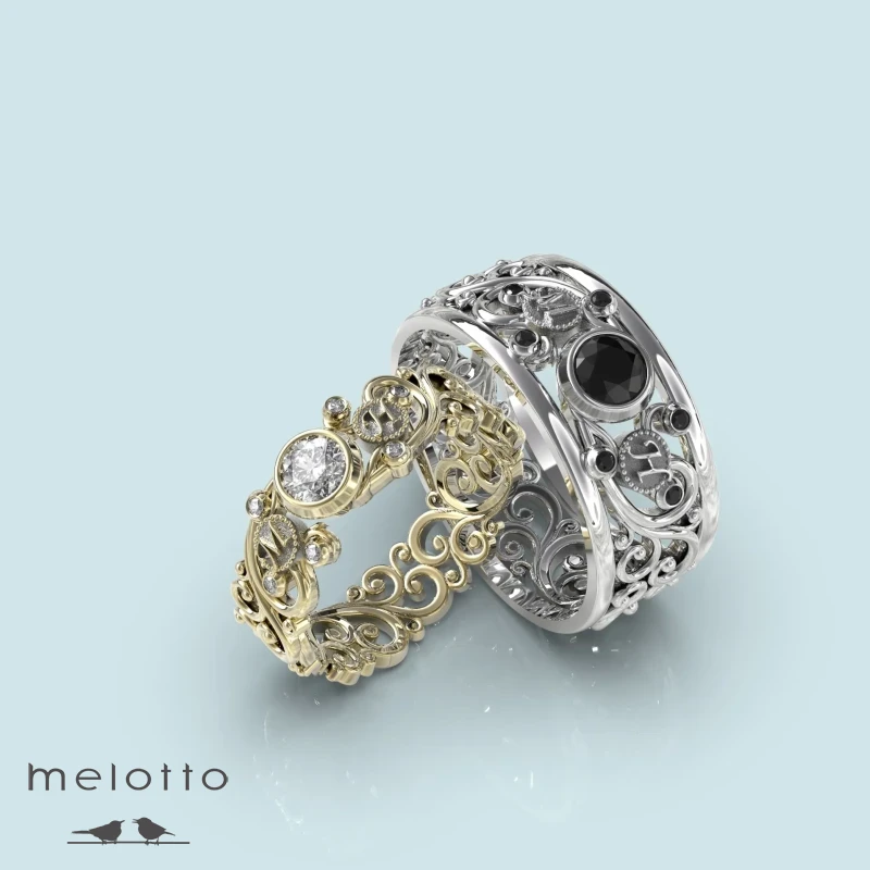 Обручальная пара колец с инициалами Обручальная пара колец с инициалами