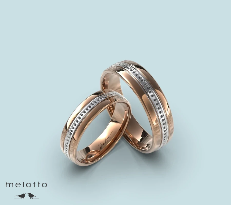 Парные двухцветные обручальные кольца