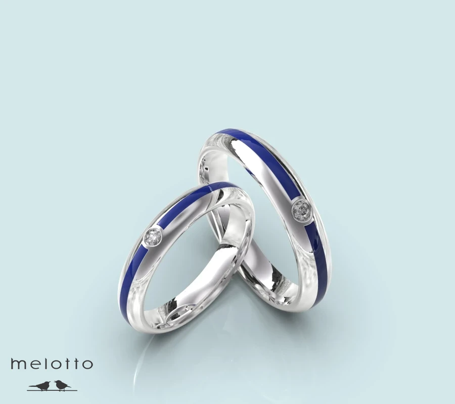 Тонкие обручальные кольца с эмалью