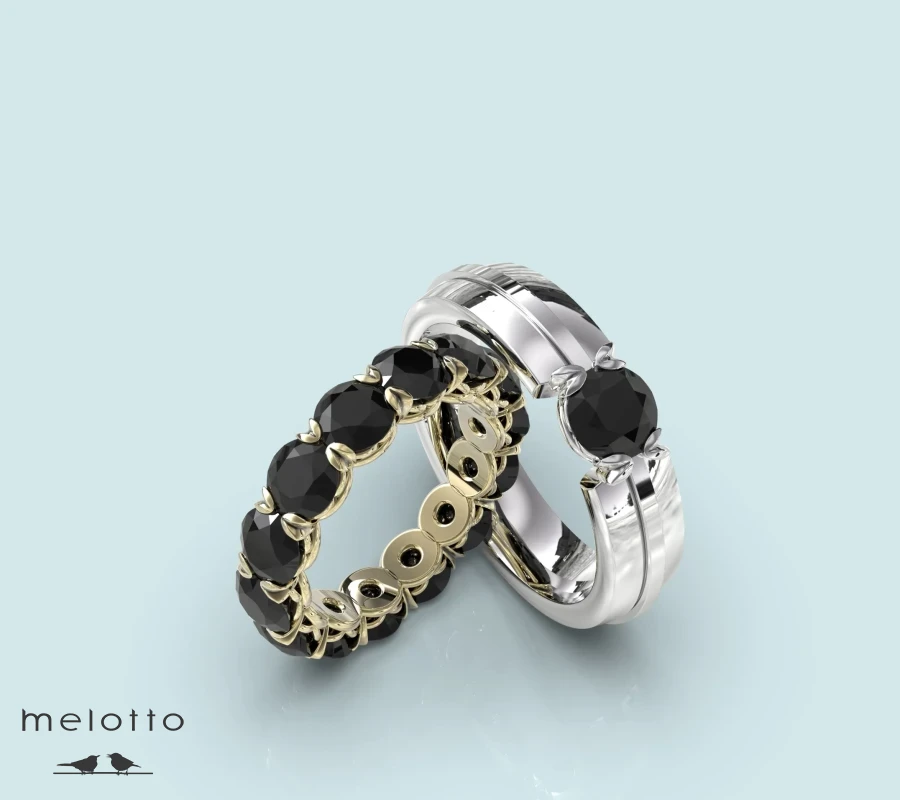 Дорогие обручальные кольца с черными бриллиантами