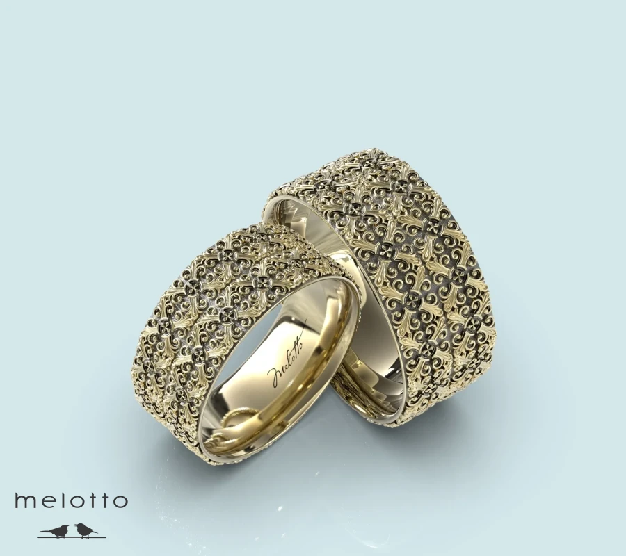 Широкие ажурные кольца с орнаментом