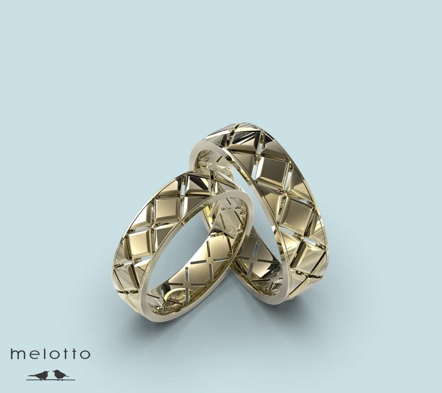 Парные обручальные кольца из желтого золота