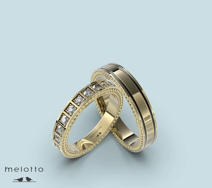 Обручальная пара колец с бриллиантами