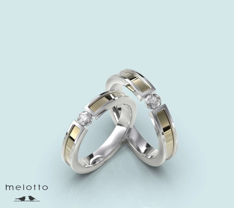 Современная обручальная пара колец