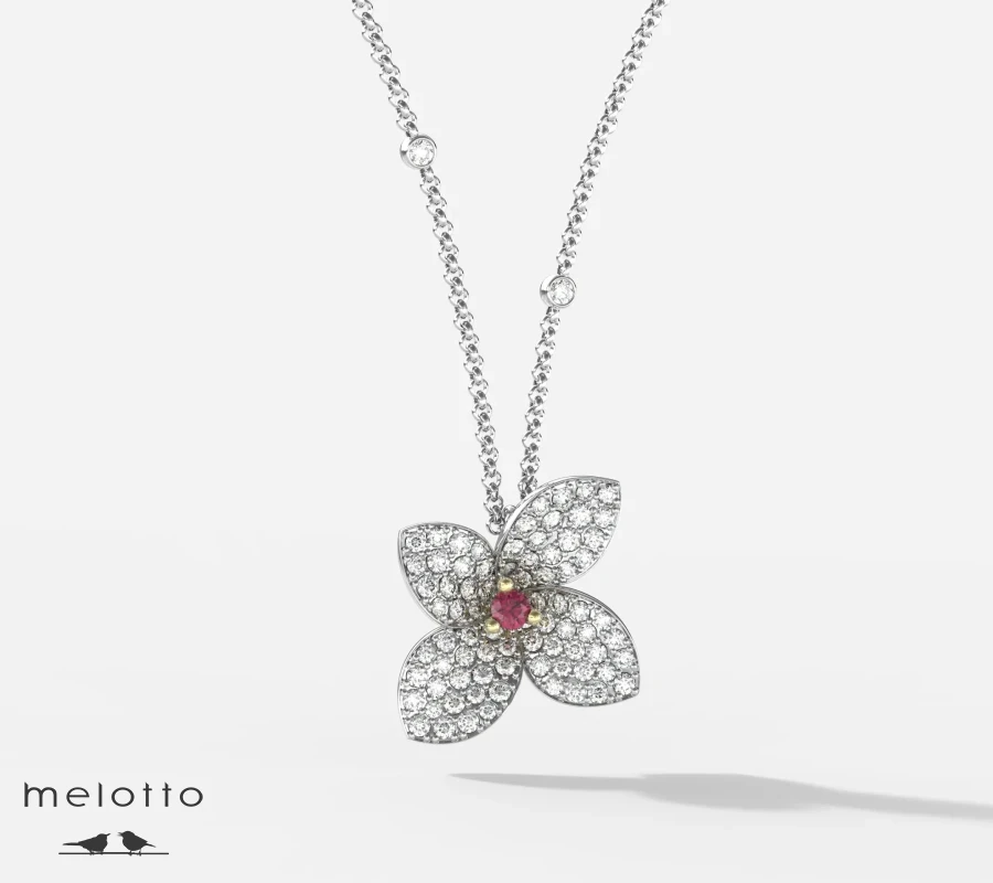 Колье-подвеска с бриллиантами и рубином