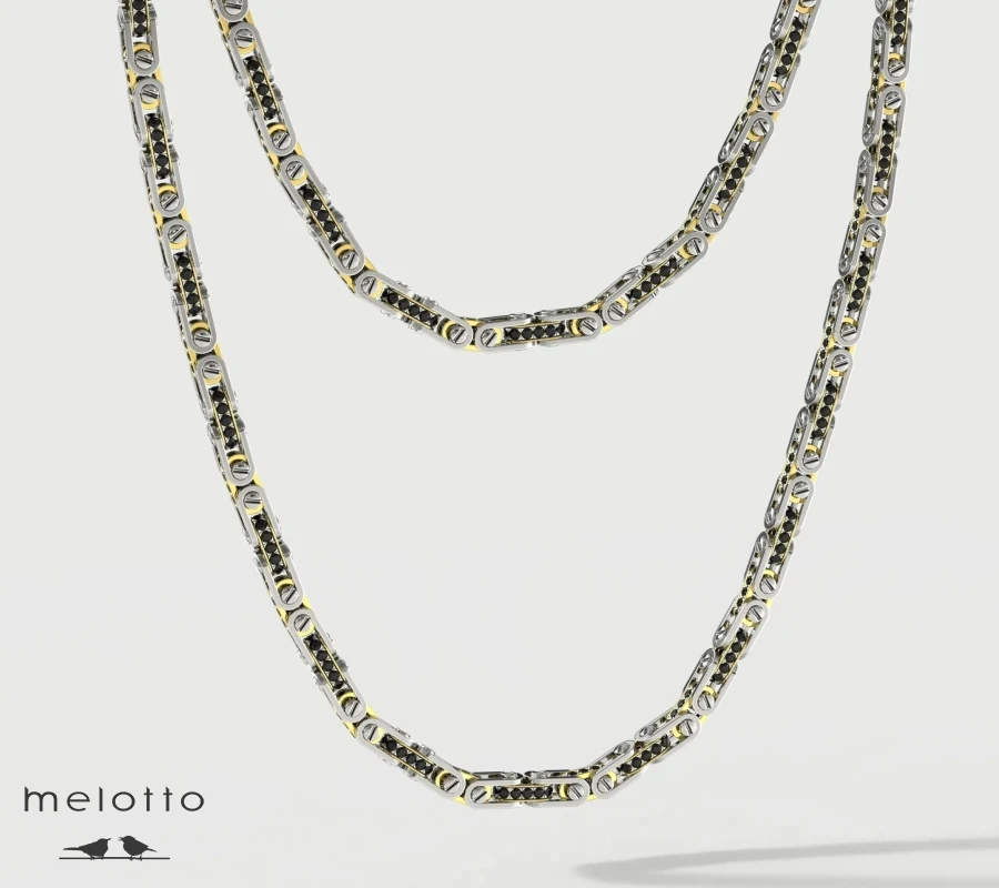 Мужская цепочка с черными бриллиантами